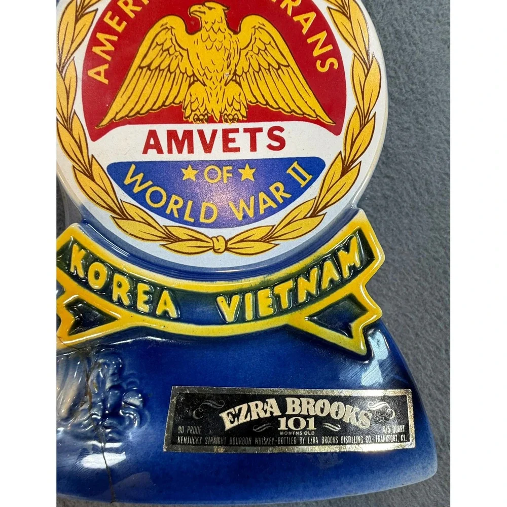 Vintage 1974 Ezra Brooks AMVETS Dolphin Decanter Hollywood Florida 30th National